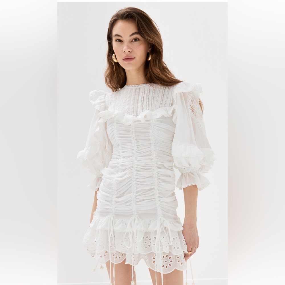 Farm Rio White Lace Mini Dress